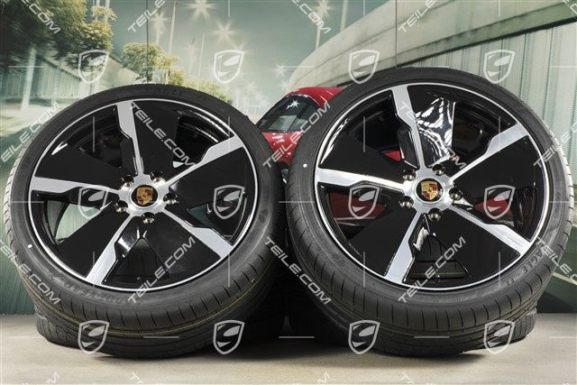 21" Exclusive Design summer wheel set, rims 9,5J x 21 ET60 + 11,5J x 21 ET66 + NEW Goodyear summer tyres 265/35 R21 + 305/30 R21, black