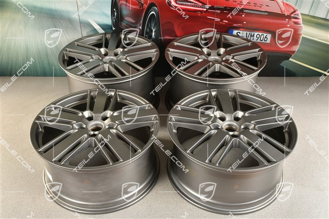 20" Komplet felg Panamera Design 2, 9,5J x 20 ET71 + 11,5J x 20 ET68, Platinum satynowy mat
