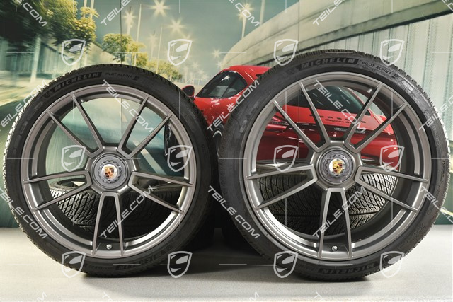 20/21-inch Turbo S winter wheel set, central lock wheel rims 8,5J x 20 ET40 + 11J x 21 ET66 + Michelin winter tyres 245/35 R20 + 305/30 R21, platinum satin matt