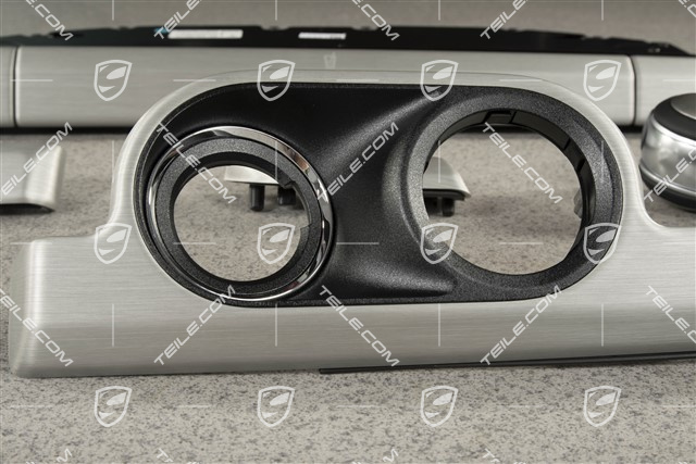 Aluminium. Dashboard trim moulding set / kit inclusive selector lever PDK in black leather