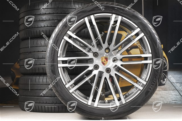 21-inch summer wheels set Turbo III, rims 10J x 21 ET50 + Yokohama summer tyres 295/35 R21, with TPM, NEW-only 30km (from a new Vehicle)