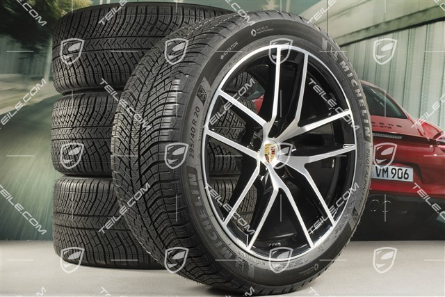 20" "Macan S" Winterräder Satz, Felgen 9J x 20 ET26 + 10J x 20 ET19 + NEUE Michelin Winterreifen 265/45 R 20 + 295/40 R 20, schwarz hochglanz, mit RDK-Sensoren
