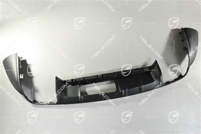 Sport design, Rear bumper lower cover / diffuser, Black matte / car with trailer coupling