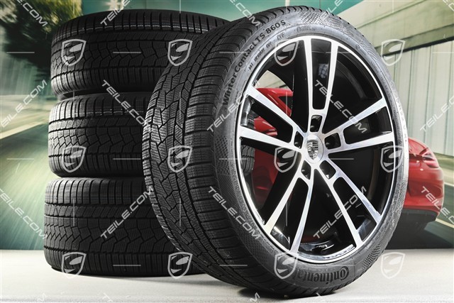22" Winterräder Sport Design, Felgen 10J x 22 ET48 +11,5J x 22 ET61 + Continental Winterreifen 285/40 R22 + 315/35 R22, in Schwarz Hochglanz