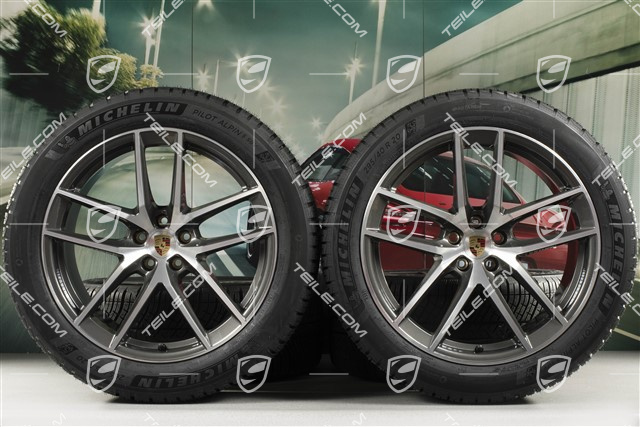 20-inch "Macan S" winter wheels set, rims 9J x 20 ET26 + 10J x 20 ET19 + NEW Michelin winter tyres 265/45 R 20 + 295/40 R 20, titanium dark/burnished, with TPMS