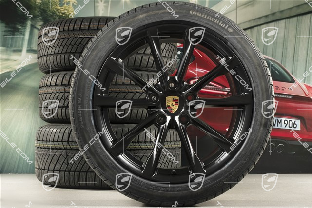 19-inch Boxster S winter wheels set, rims 8J x 19 ET57 + 10J x 19 ET45 + Continental WinterContact TS 830P winter tires 235/40 R19 +265/40 R19, black satin matt