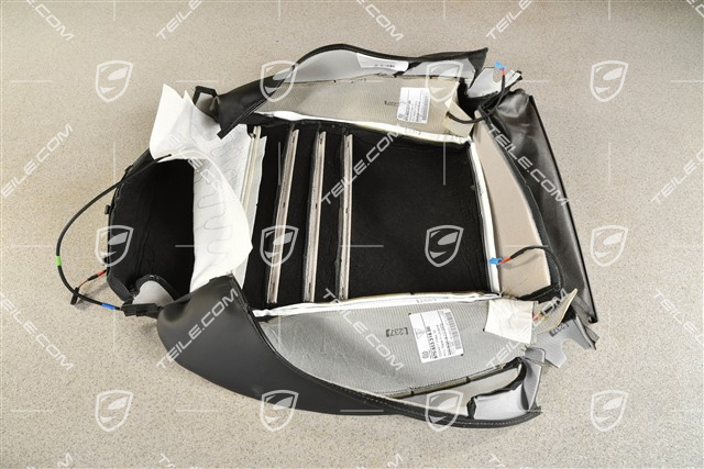 Front sports seat upholstery / cover lower part / cushion, Vented / heated seats, Leather, Black, R
