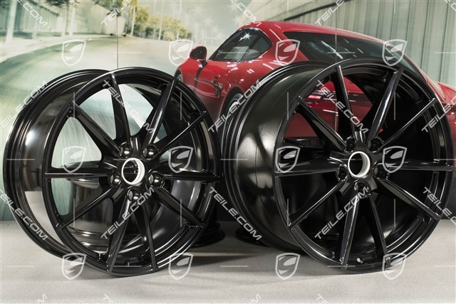20+21" Felgensatz Carrera S, Felgen: vorne 8,5Jx20 ET53 + hinten 11J x 21 ET66 in Schwarz Hochglanz