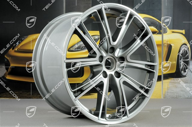 21" Felgensatz Panamera Exclusive, 9,5J x 21 ET71 + 11,5J x 21 ET69, Platinsilber-Metallic
