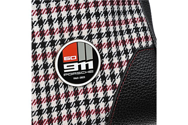 "60Y 911" Touring Bag 911 "60 Jahre 911", Pepita Muster in Schwarz/Rot, Jubiläumsplakette 50/30/28 cm