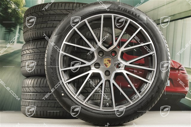 21" koła letnie Cayenne RS Spyder, komplet, felgi 9,5J x 21 ET46 + 11,0J x 21 ET49 + opony letnie Pirelli P Zero 285/40 R21 + 315/35 R21