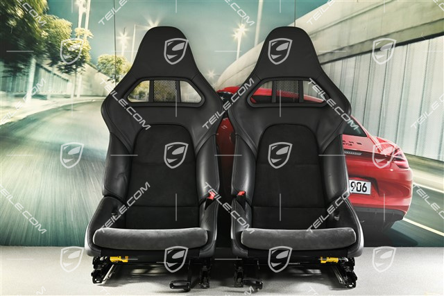 Bucket seats, collapsible, leather/Alcantara, black, L+R