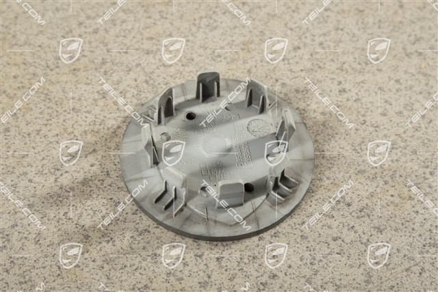 Radzierdeckel, konkav, mit Porsche Wappen in Schwarz, Platinum Seidenmatt