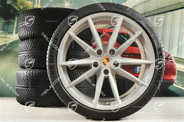 20"+21" Carrera S Winterräder Satz, Felgen 8,5J x 20 ET53 + 11J x 21 ET66 + Michelin Winterreifen 245/35 R20 + 295/30 R21, in Kreide
