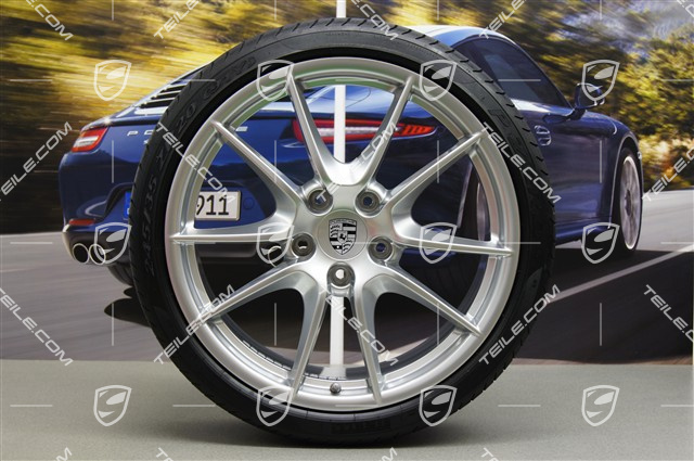 20" Carrera S III summer wheel set, 8.5J x 20 ET51 + 11J x 20 ET70 + NEW Pirelli P Zero summer tyres 245/35 ZR20 + 295/30 ZR20, with TPMS sensors