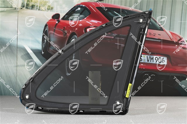 Seitenscheibe mit Zierleiste, Aluminium-Paket Schwarz, Dämmglas im Fond, L