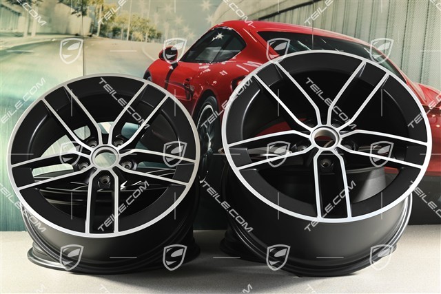 20"+21" Carrera Exclusive Design wheel rim set, rims 8.5J x 20 ET50 + 11.5J x 21 ET79, black satin matt