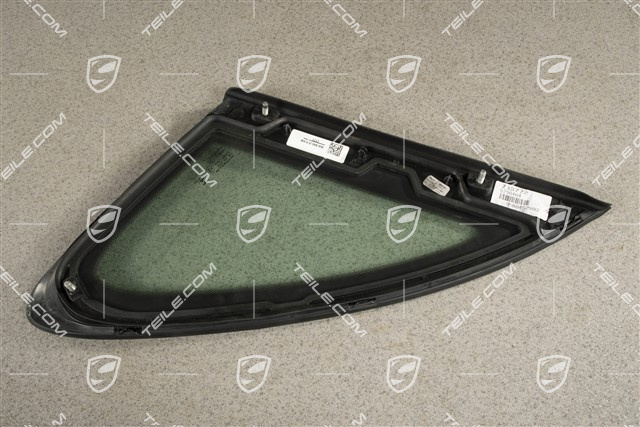 Side window with moulding, aluminium package Black matte, Green heat-Insulating glass in rear, R