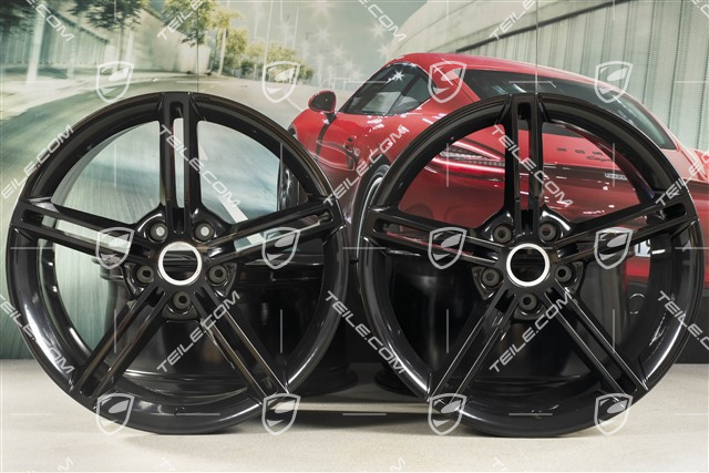 21" Komplet felg Mission E Design, 9,5J x 21 ET60 + 11,5J x 21 ET66, czarny wysoki połysk