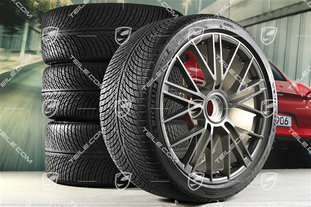 21-inch Panamera Turbo S Winter wheel set, central lock, wheel rims 9,5J x 21 ET71 + 10,5J x 21 ET71 + NEW  Michelin Pilot Alpin 5 winter tyres 275/35 R21 + 315/30 R21, Turbonite