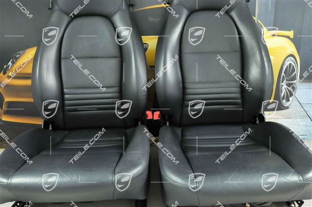 Seats, el adjustable, heating, leather, Metropole blue, set (L+R)