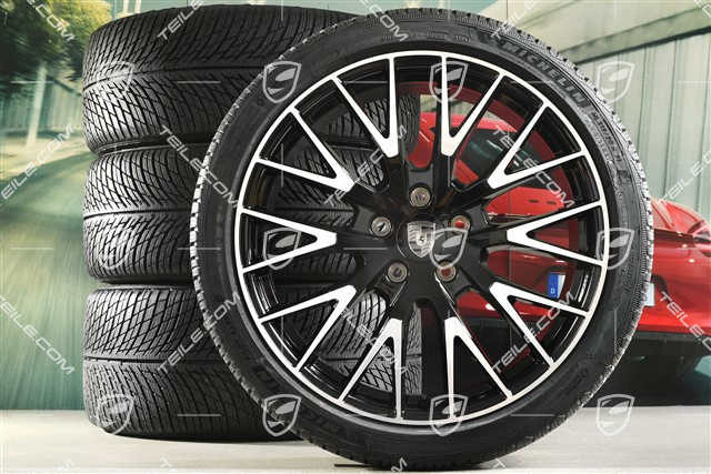 21-inch Panamera Exclusive Design Winter wheel set, wheel rims 9,5J x 21 ET71 + 10,5J x 21 ET71 + Michelin Pilot Alpin 5 winter tyres 275/35 R21 + 315/30 R21, black high gloss