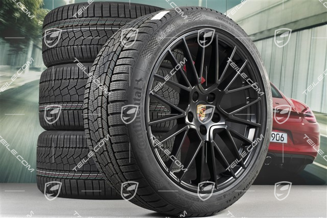 21-inch Cayenne COUPÉ RS Spyder winter wheel set, rims 9,5J x 21 ET46 + 11,0J x 21 ET49 + NEW Continental winter tyres275/40 R21 + 305/35 R21, with TPMS, black satin matt