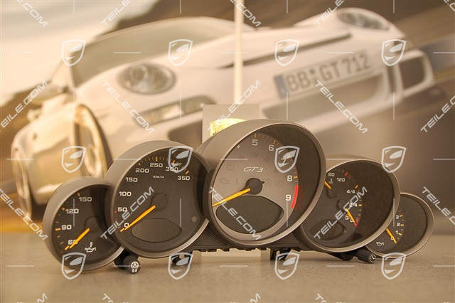 Kombiinstrument, GT3 / GT3 RS, 6-Gang, Zifferblätter in Schwarz
