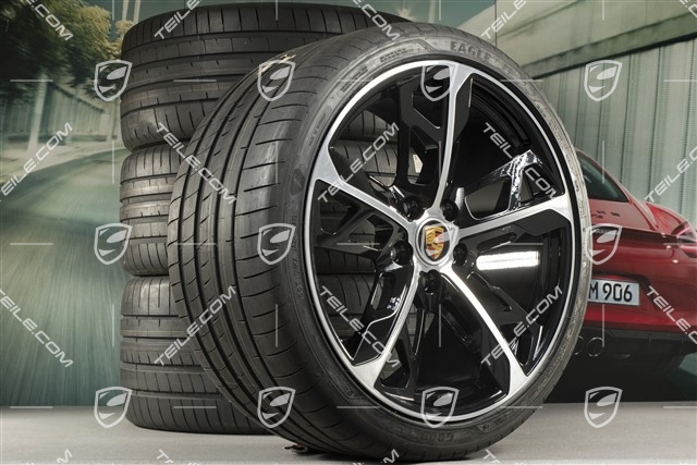 21" Cross Turismo Design summer wheel set, rims 9,5J x 21 ET60 + 11,5J x 21 ET66 + NEW Goodyear summer tyres 265/35 R21 + 305/30 R21, black high gloss + glossy surface