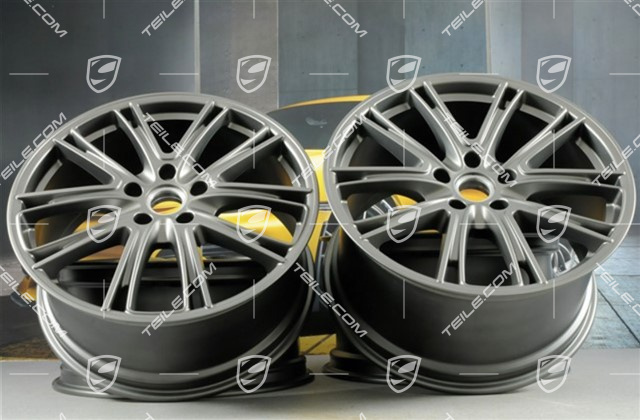 21" Komplet felg Panamera Exclusive, 9,5J x 21 ET71 + 11,5J x 21 ET69, Platinum satynowy półmat