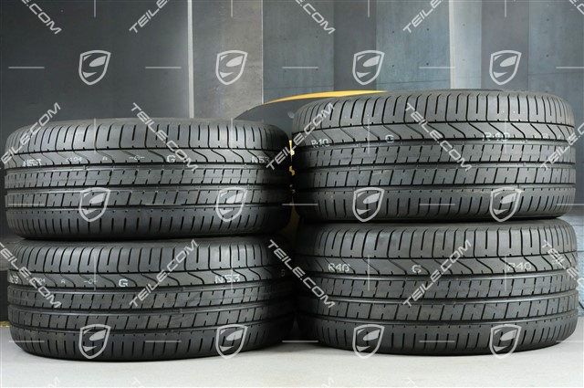 21" Cayenne Exclusive Design Sommerräder Satz, Felgen 9,5J x 21 ET46 + 11,0J x 21 ET58 + Pirelli P Zero Sommerreifen 285/40 R21 + 315/35 R21, mit RDK-Sensoren, Platinum-Seidenmatt