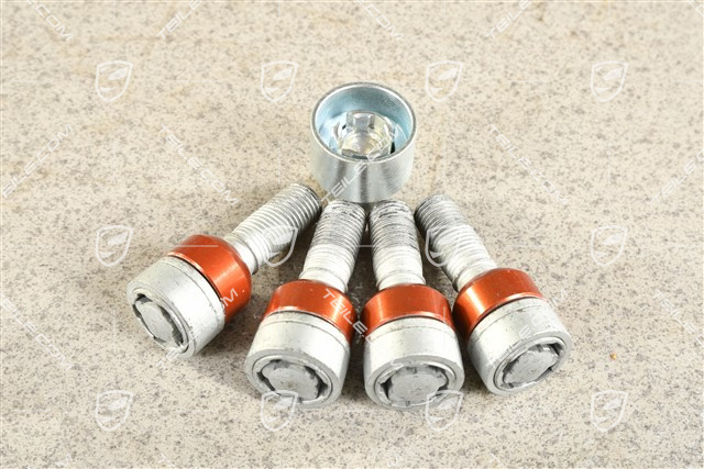 Anti-theft protection set, silver, wheel bolt + adapter
