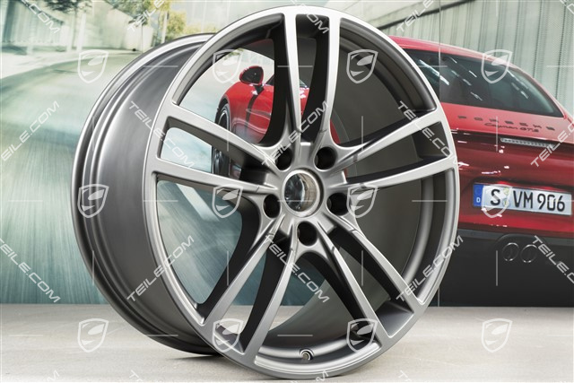 21" Komplet felg Cayenne Turbo, 11J x 21 ET58 + 9,5J x 21 ET46, Platinum półmat satyna