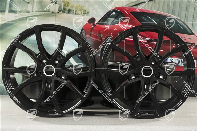 21" Komplet felg Cayenne Exclusive Design, 11J x 21 ET49 + 9,5J x 21 ET46, do Cayenne Coupé, czarny satynowy półmat
