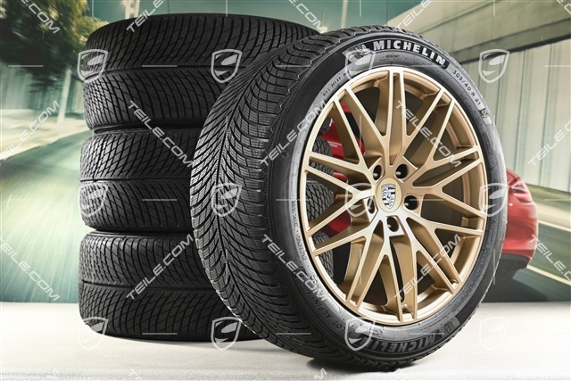 21-inch Cayenne "RS Spyder Design" winter wheel set, rims 9,5J x 21 ET46 + 11,0J x 21 ET49 + NEW Michelin Pilot Alpin 5 SUV winter tyres 285/45 R21 + 305/40 R21, with TPMS, Neodyme