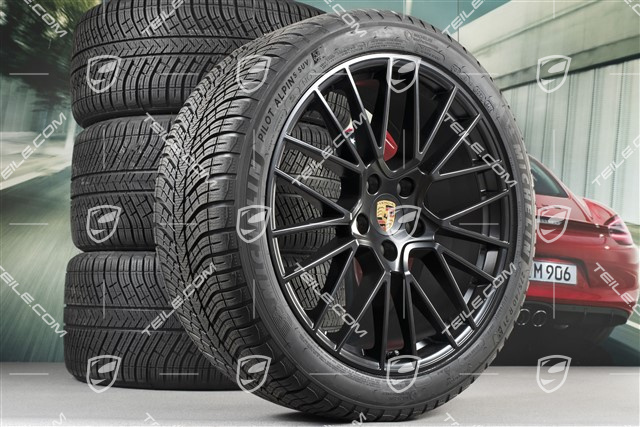 21-inch Cayenne COUPÉ RS Spyder winter wheel set, rims 9,5J x 21 ET46 + 11,0J x 21 ET49 + NEW Michelin winter tyres275/40 R21 + 305/35 R21, with TPMS, black satin matt