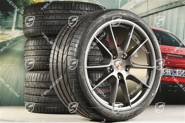 20-inch Carrera S III summer wheel set, 8,5J x 20 ET51 + 11J x 20 ET52 + NEW Pirelli summer tyres 245/35 ZR20 + 305/30 ZR20, without TPMS, Platinum satin matt