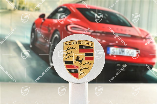 Hub cap, concave, coloured crest, GT Silver