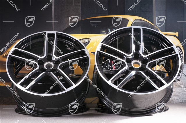 20-inch wheel rim set "Macan Turbo", 9J x 20 ET26 + 10J x 20 ET19, black high gloss