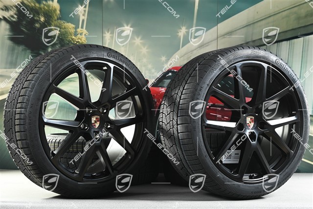 21-inch Panamera SportDesign Winter wheel set, wheel rims 9,5J x 21 ET71 + 10,5J x 21 ET71 + NEW Continental winter tyres 275/35 R21 + 315/30 R21, black satin matt