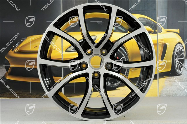 21" Komplet felg Cayenne ExclusiveDesign, 11J x 21 ET58 + 9,5J x 21 ET46, czarny perłowy, Jet Black metalik