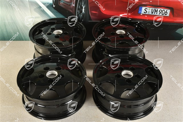 16" Komplet felg Design 90, przednie 6J x 16 ET52,3 + tylne 8J x 16 ET52,3, czarny wysoki połysk