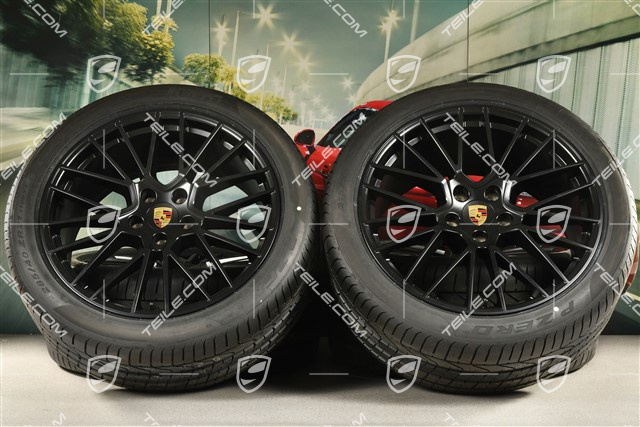 21-inch Cayenne RS Spyder summer wheel set, rims 9,5J x 21 ET46 + 11,0J x 21 ET58 + NEW Pirelli P Zero summer tyres 285/40 R21 + 315/35 R21, with TPMS, black satin matt