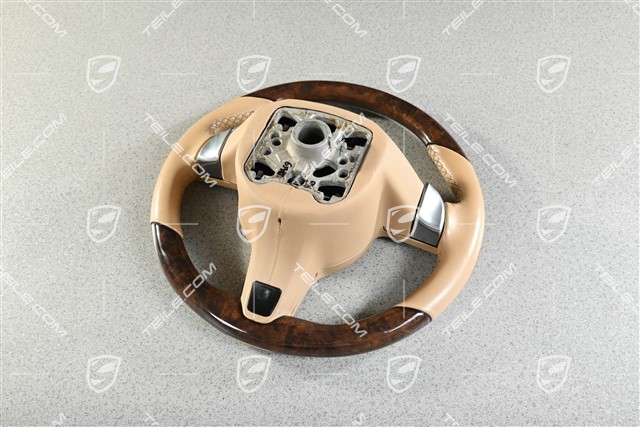 Kierownica multifunkcyjna, Podgrzewanie, Przyciski zmiany biegów, Luxor beige, walnut high gloss