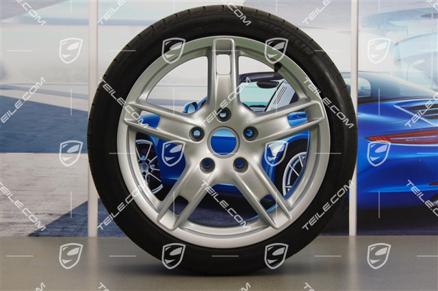 18" Sommerräder Satz Boxster S, Felgen 8J x 18 x ET 57 + 9J x 18 x ET 43 + Michelin PilotSport Sommerreifen 235/40 R18 + 265/40 R18