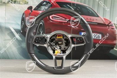 Multifunction steering wheel, Leather/Carbon, Black