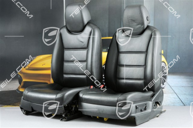 Seats, el adjustable, Lumbar, ruffled leather, Black, set (L+R)