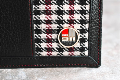 "60Y 911" document folder, in a houndstooth pattern, with embossed Porsche Crest, anniversary 60 Years of 911 badge