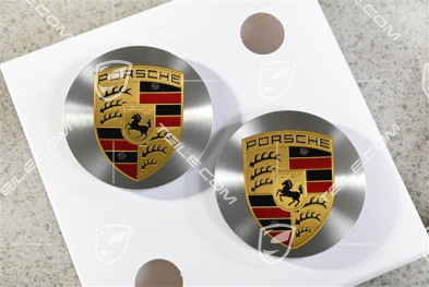 Wheel hub cap set, crest coloured, polished