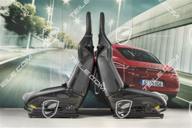 Sportschalensitze, klappbar, Heizung, Leder+Pepita Stoff, schwarz, Satz, L+R